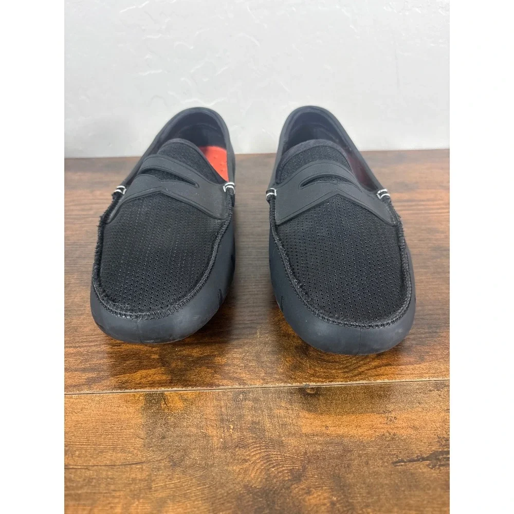 SWIMS Mens Black Braided Lace Mesh Penny Loafer Water Shoes Size 9